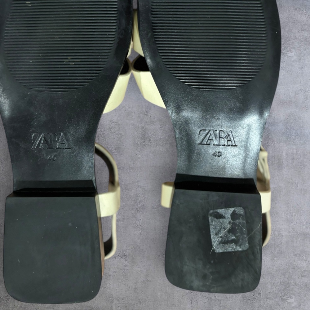 Zara Cream Leather Cage Flat Fisherman Sandals Women’s Size 40 Women’s Size 9 - Picture 9 of 9